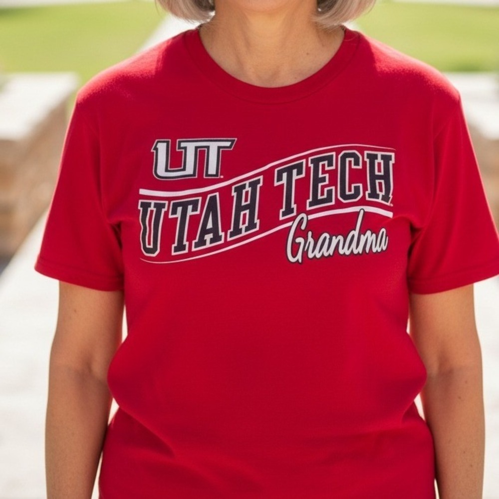 Champion Utah Tech University Grandma Red Graphic T-Shirt UT Trailblazers